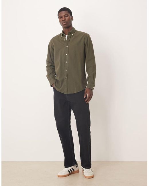 Polo Ralph Lauren Green Icon Logo Custom Fit Brushed Flannel Shirt for men
