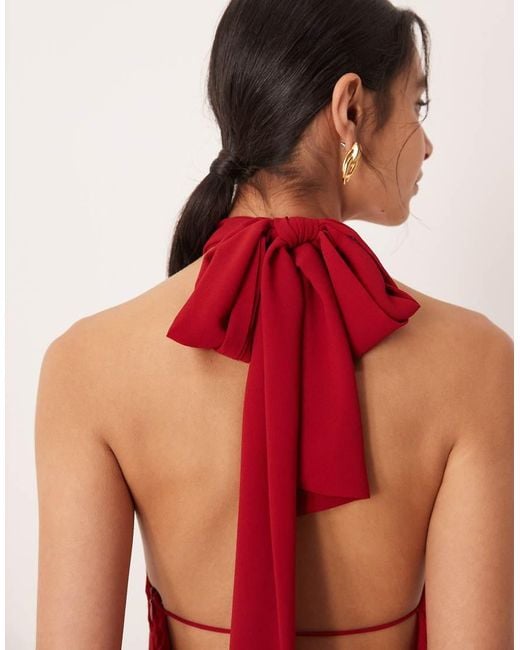 Amy Lynn Red Scarf Neck Chiffon Maxi Dress