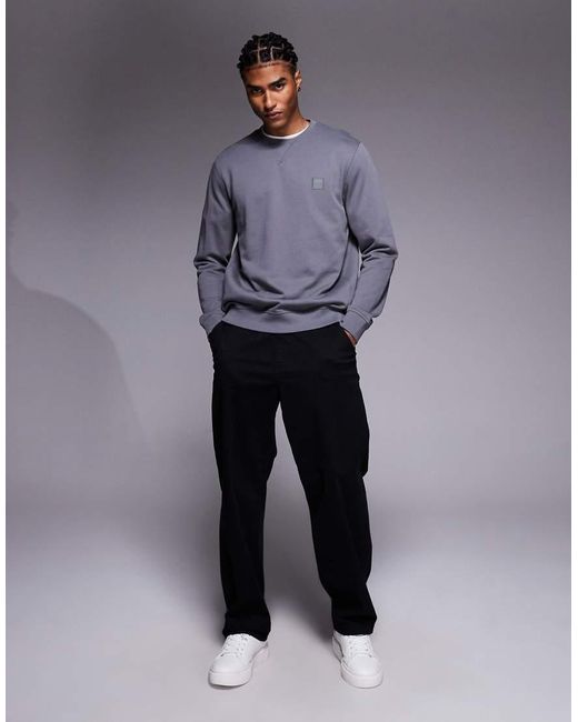 Boss Gray Westart Small Logo Sweatshirt for men