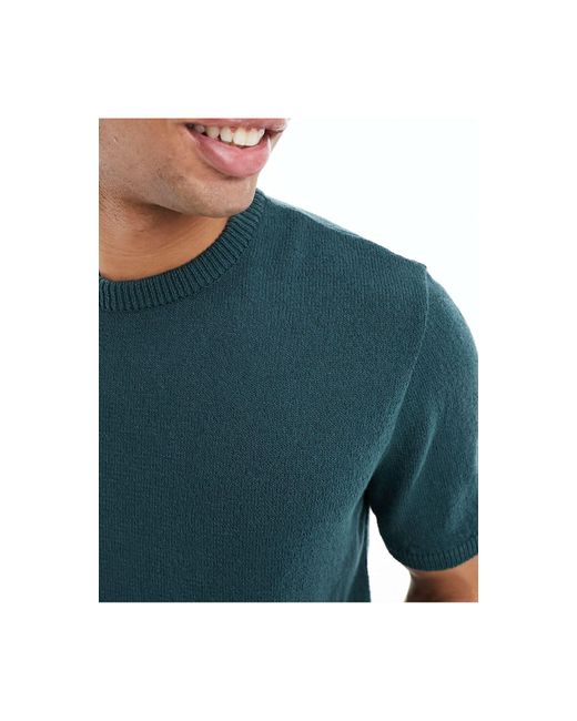 ASOS Blue Relaxed Knitted Textured T-shirt for men