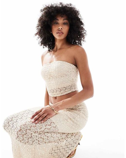 New Look White Lace Bandeau Top