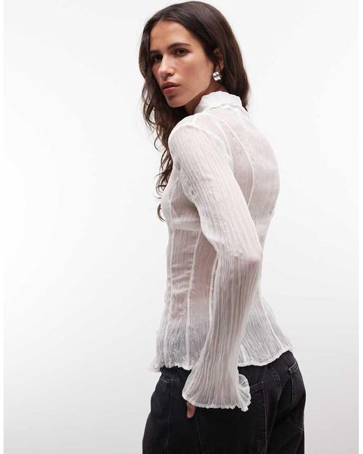 Weekday White Sheer Long Sleeve Shirt