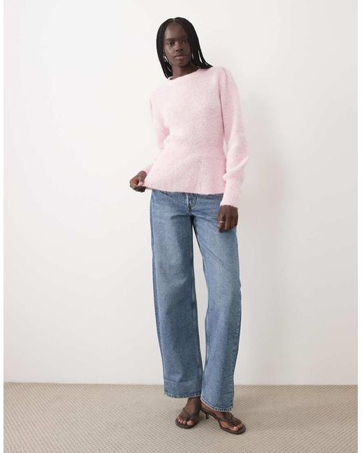 Vila Pink Peplum Hem Rib Knitted Jumper