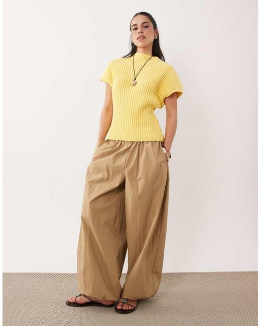 ASOS Yellow Knitted Cinched Pleated Top