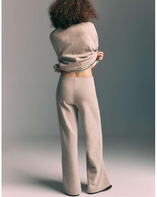 Stradivarius Gray Knit Trousers With Seam Detail