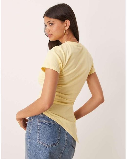 ASOS Blue Ruched Side Asymmetric T-shirt