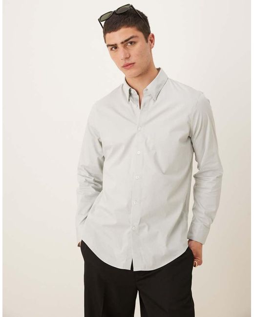 Camisa Claro De Manga Larga De Abercrombie & Fitch de hombre de color White