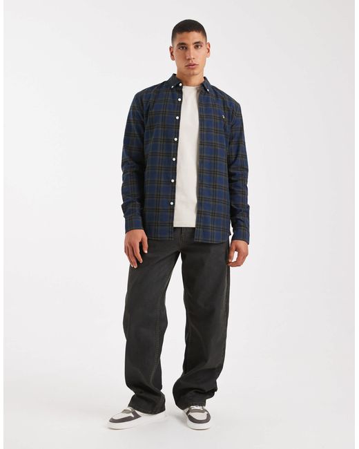 Farah Blue Brewer Checked Longsleeve Shirt for men