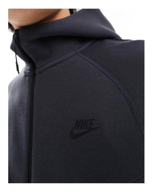 Sudadera negra con capucha y cremallera tech fleece Nike de hombre de color Black