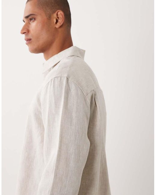 ASOS Natural Co-ord 100% Linen Relaxed Shirt for men