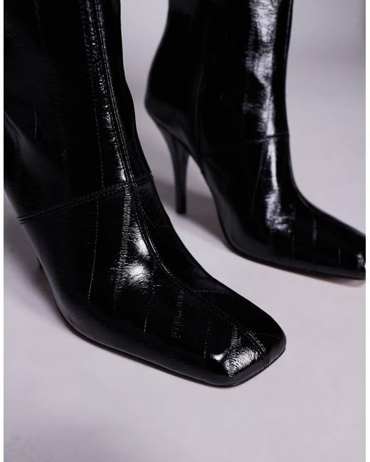 ASOS Black Everly Angled Toe Heeled Ankle Boot