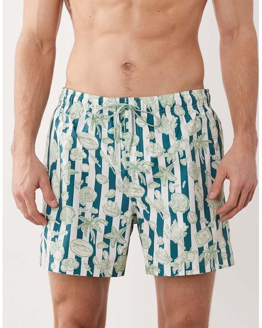 Jack & Jones Green Shell Print Swim Shorts for men