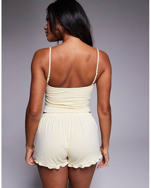 Oh Polly Yellow Double Layer Cami Pyjama Top Co-ord