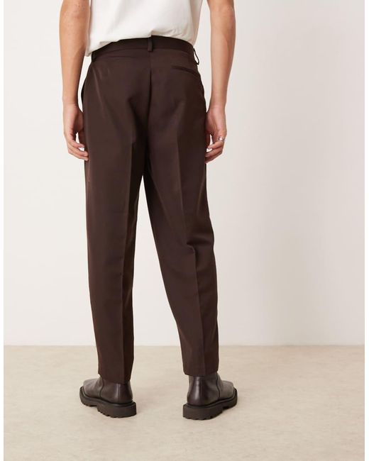 ASOS Natural Smart Oversized Tapered Trousers With Front Pleat for men