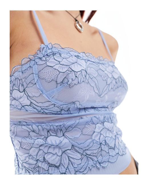 Free People Blue Lace Overlay Cropped Cami Bralet