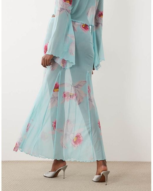ASOS Blue Sheer Maxi Co-Ord Skirt