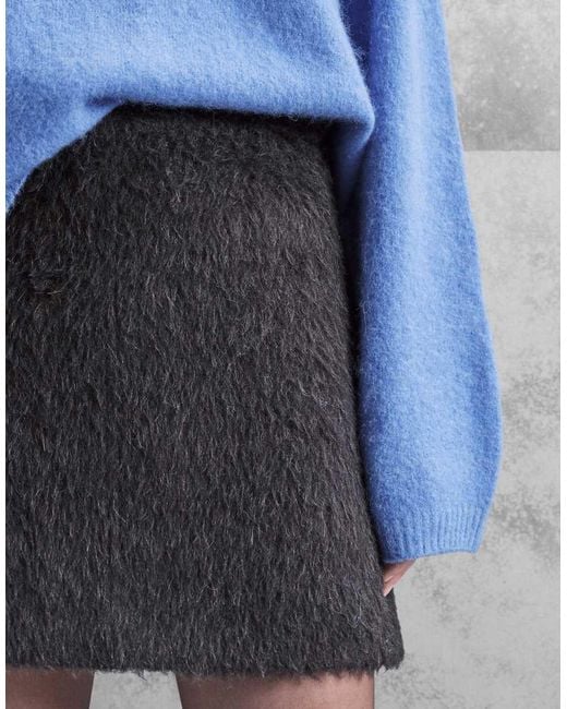 ARKET Gray Wool Hairy Mini Skirt