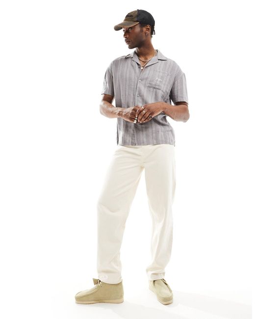 Denim Project Gray Co-ord Short Sleeve Revere Collared Linen Blend Shirt for men
