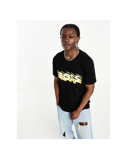 BOSS by HUGO BOSS Boss Orange Tee Rete Logo T-shirt in Black for Men | Lyst  Australia