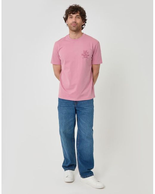 Threadbare Pink Relaxed Fit Graphic Cotton T-Shirt for men