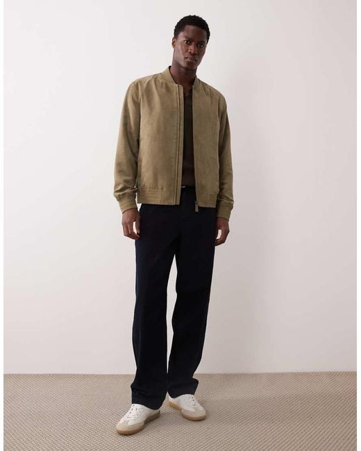 Mango Natural Faux Suede Bomber Jacket for men