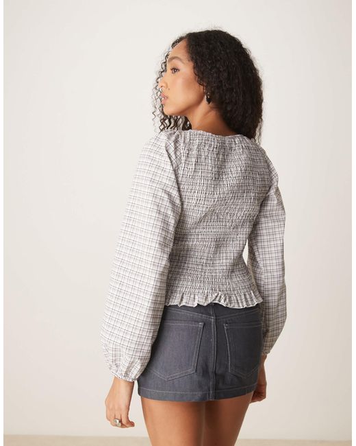 Top froncé à carreaux - marron ASOS en coloris Gray