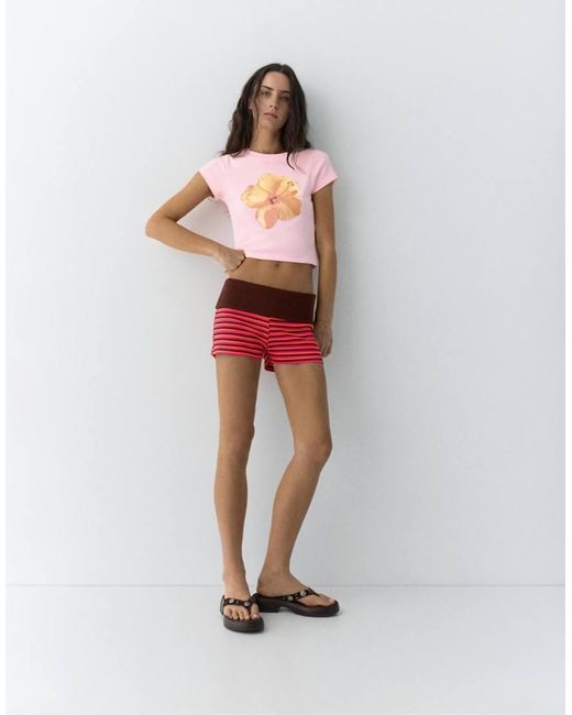 Pull&Bear Brown Striped Shorts