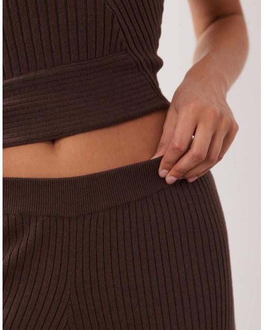 ASOS Brown Rib Knit Straight Leg Trouser Co-Ord