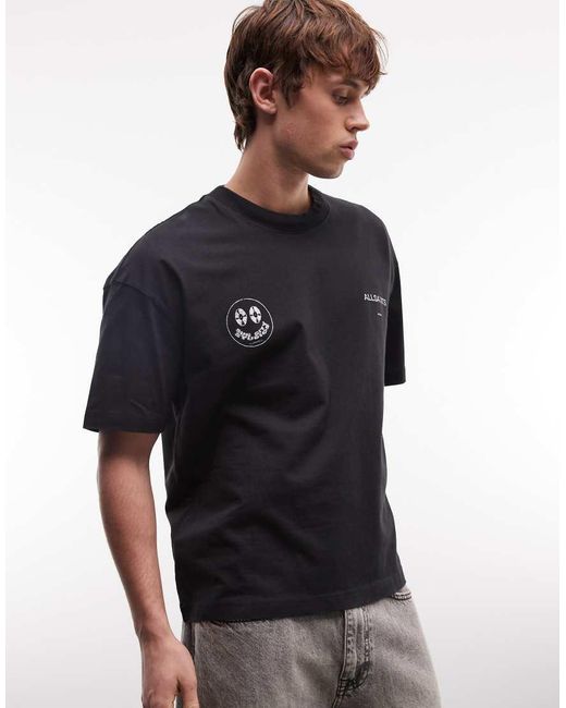 AllSaints Blue Spinner Short Sleeve Logo T-Shirt for men