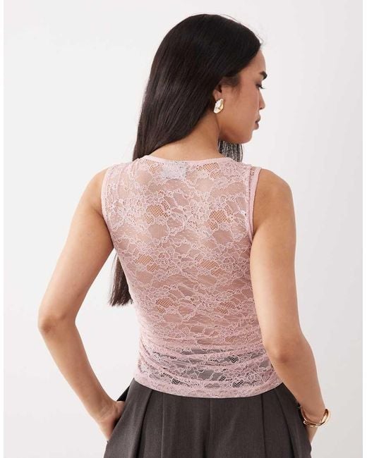 ASOS Pink Lace Plunge Top