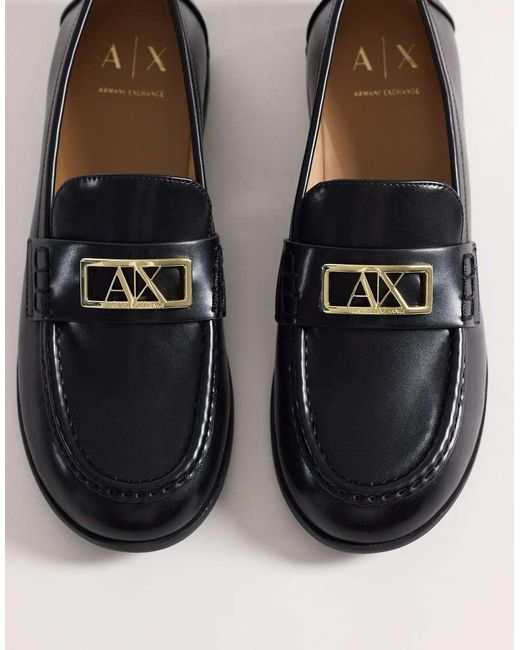 ARMANI EXCHANGE Black maggie Logo Mocassin Loafers
