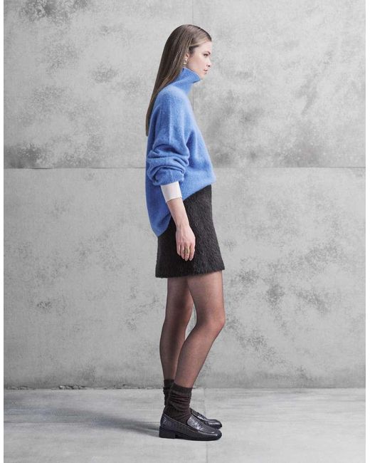 ARKET Gray Wool Hairy Mini Skirt