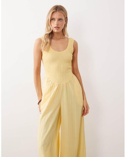 ASOS Natural Scoop Neck Crinkle Jumpsuit