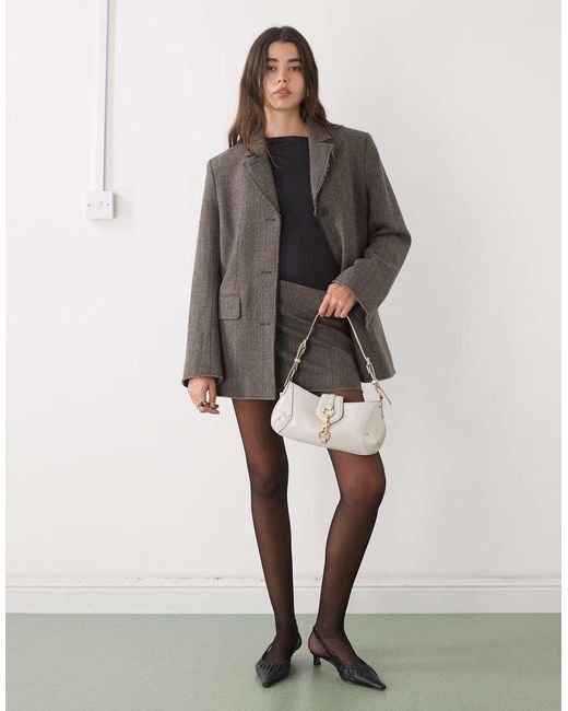Weekday Gray Wool Blend Oversized Blazer With Raw Edges