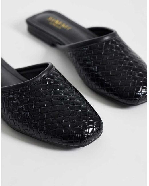 SIMMI Black Simmi London Nichola Wide Fit Woven Flat Mules