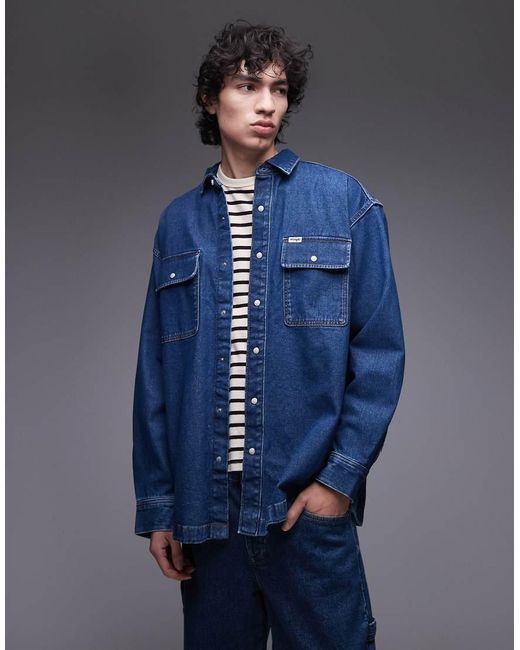 Wrangler Blue Two Pocket Denim Overshirt for men