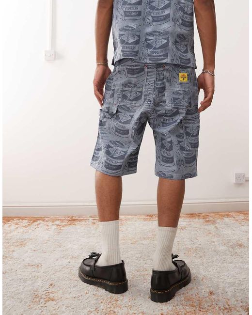 ICECREAM Blue Supplies Work All Over Printed Shorts Co-ord for men