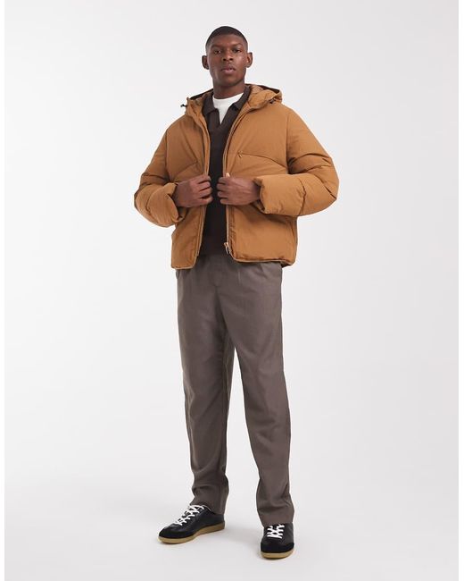 ASOS Natural Puffer Jacket With Seam Detail for men