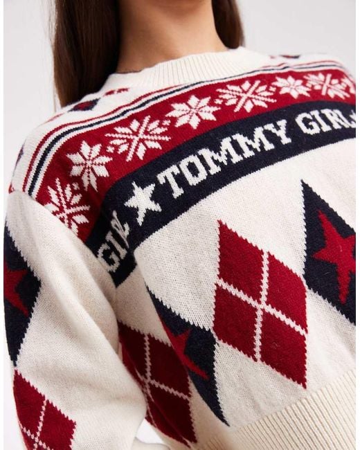 Tommy Hilfiger Red Tommy Girl Fair Isle Jumper