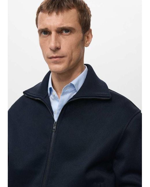 Mango Blue Zip Through Sweatshirt for men