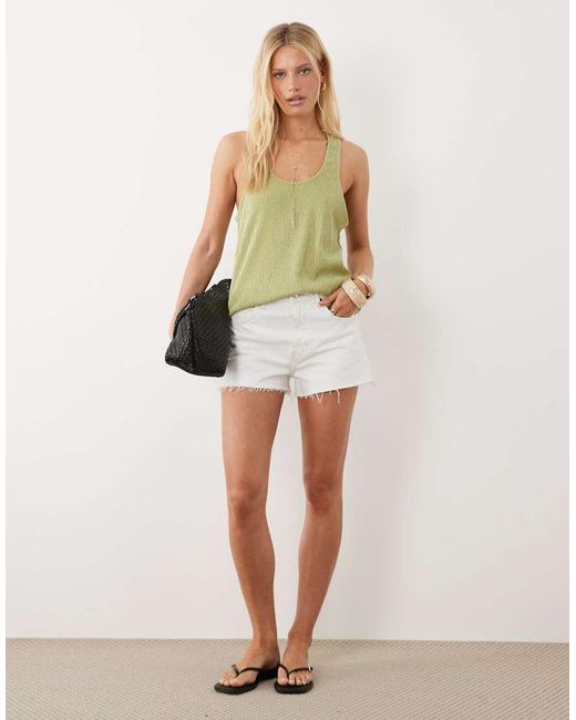 ASOS Green Texture Relaxed Racer Tank Top