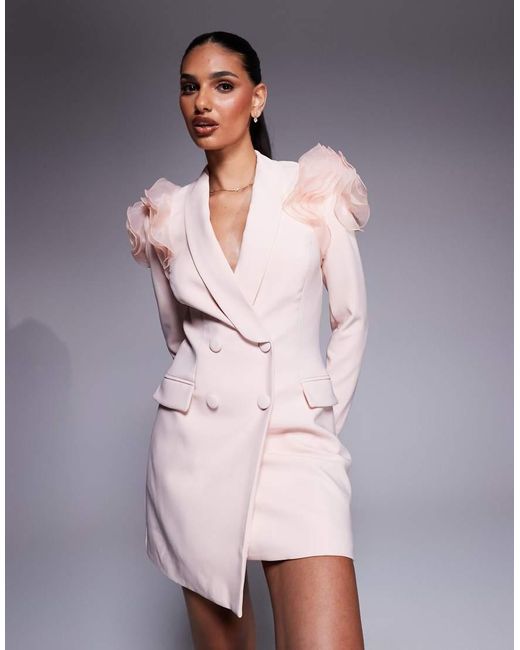 Lavish Alice Organza Rose Sleeve Blazer Dress in Pink | Lyst UK