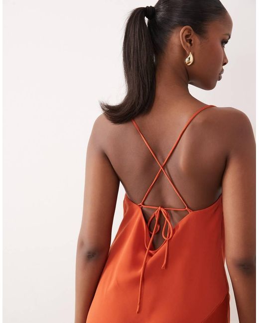 ASOS Red Hybrid Satin Panel Cami Maxi Dress