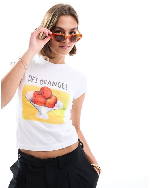 ASOS White Baby Tee With Des Oranges Graphic