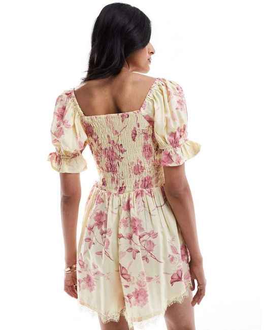 ASOS Pink Corset Waist Milkmaid Romper