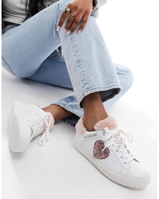 Love Moschino Heart Logo Trainers in Blue Lyst Australia