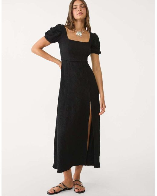 Stradivarius Maxi Jurk Met Gekruiste Achterkant in het Black