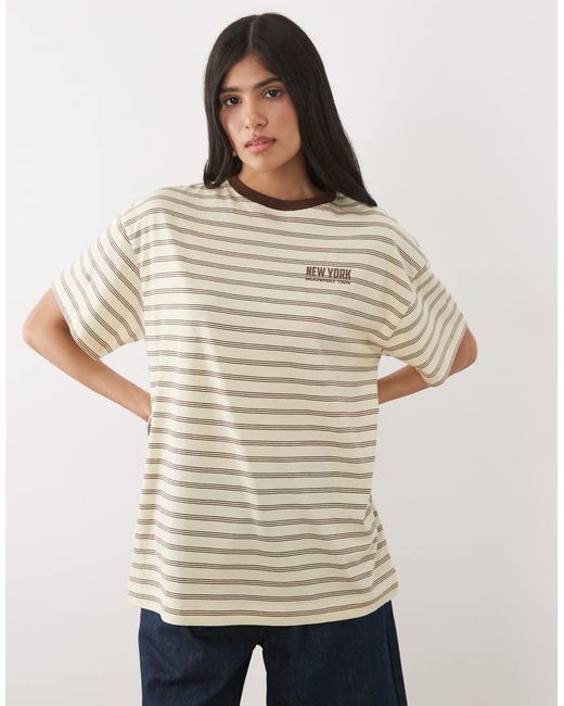 New Look Gray Striped Oversized Tee