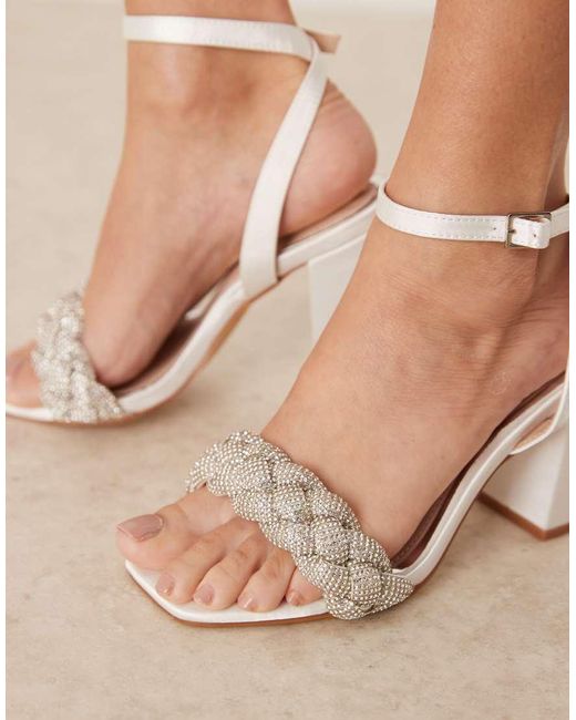 Be Mine Wide Fit White Bridal Ada Heeled Sandals