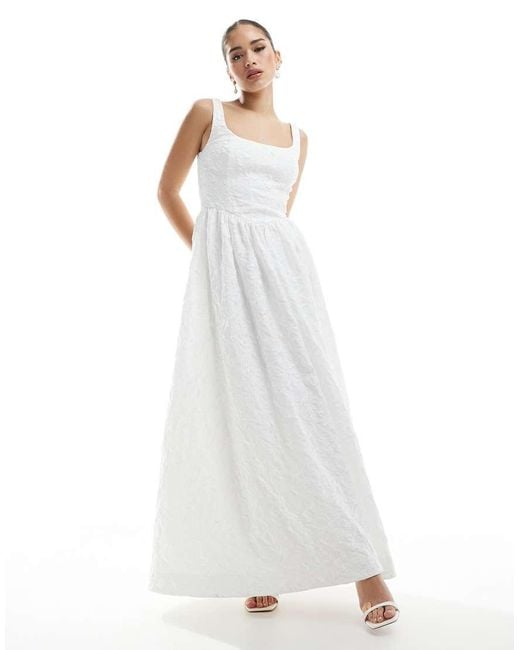 Forever New White Bridal Jacquard Maxi Dress